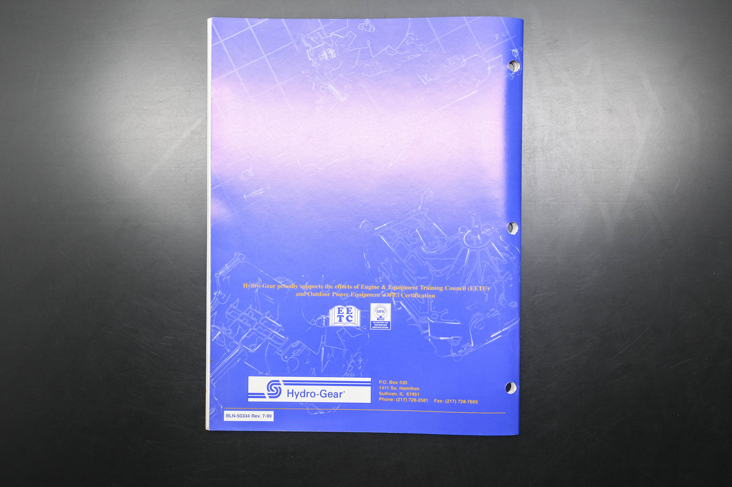 Hydro-Gear BLN-50334 99 210-3010L Transaxle Shop Manual