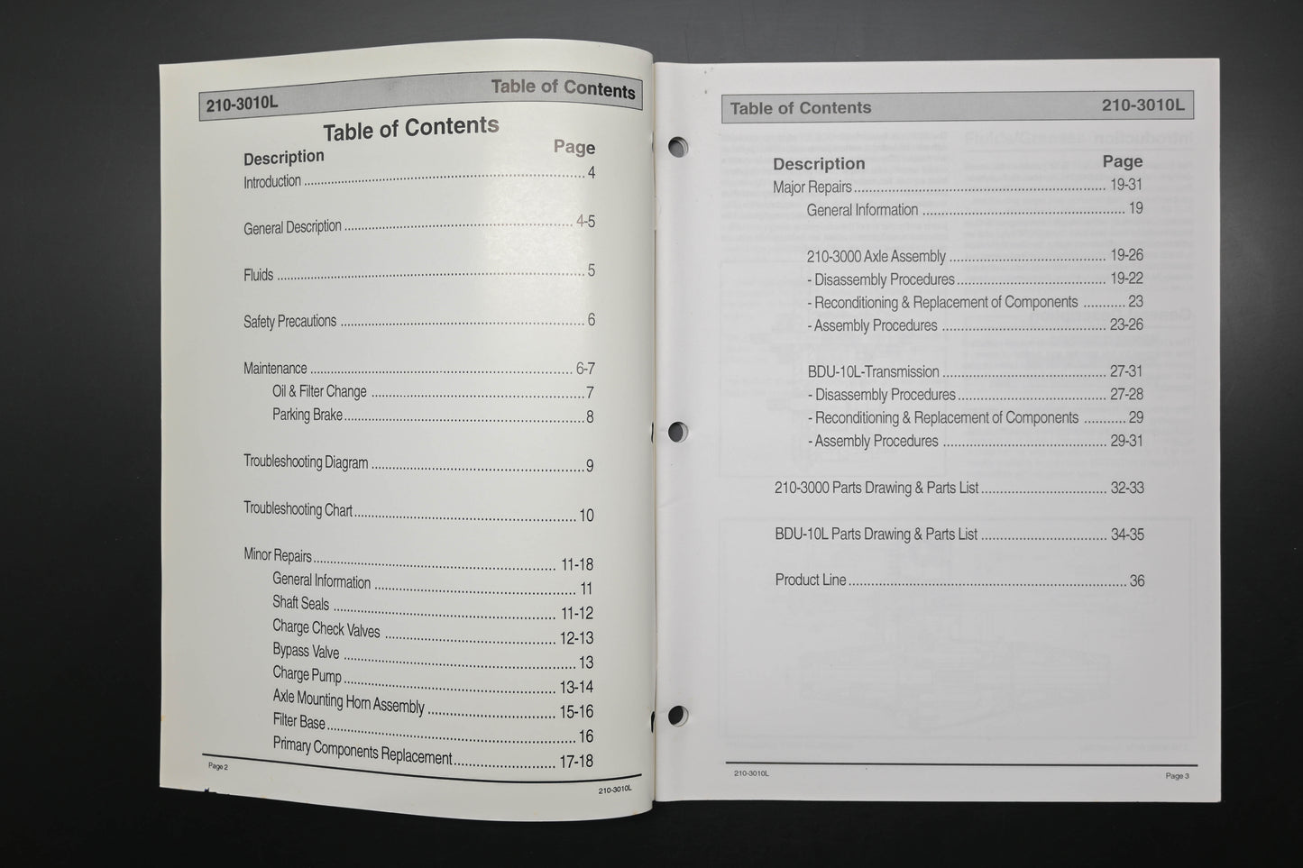 Hydro-Gear BLN-50334 99 210-3010L Transaxle Shop Manual
