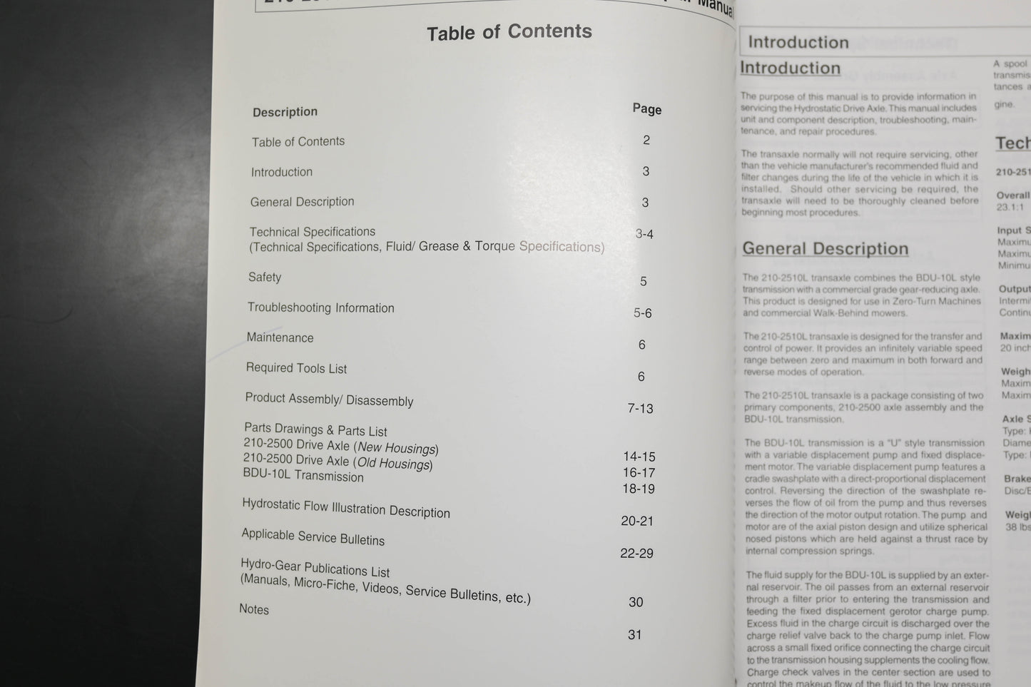 Hydro-Gear BLN-50308 99 210-2510L Drive Axle Shop Manual