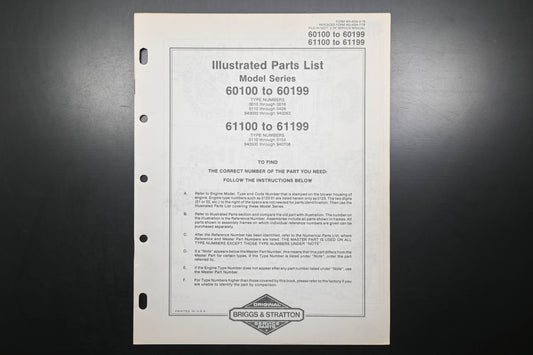 OEM Briggs & Stratton MS-4234-2/79 60100-60199 61100-61199 Parts List