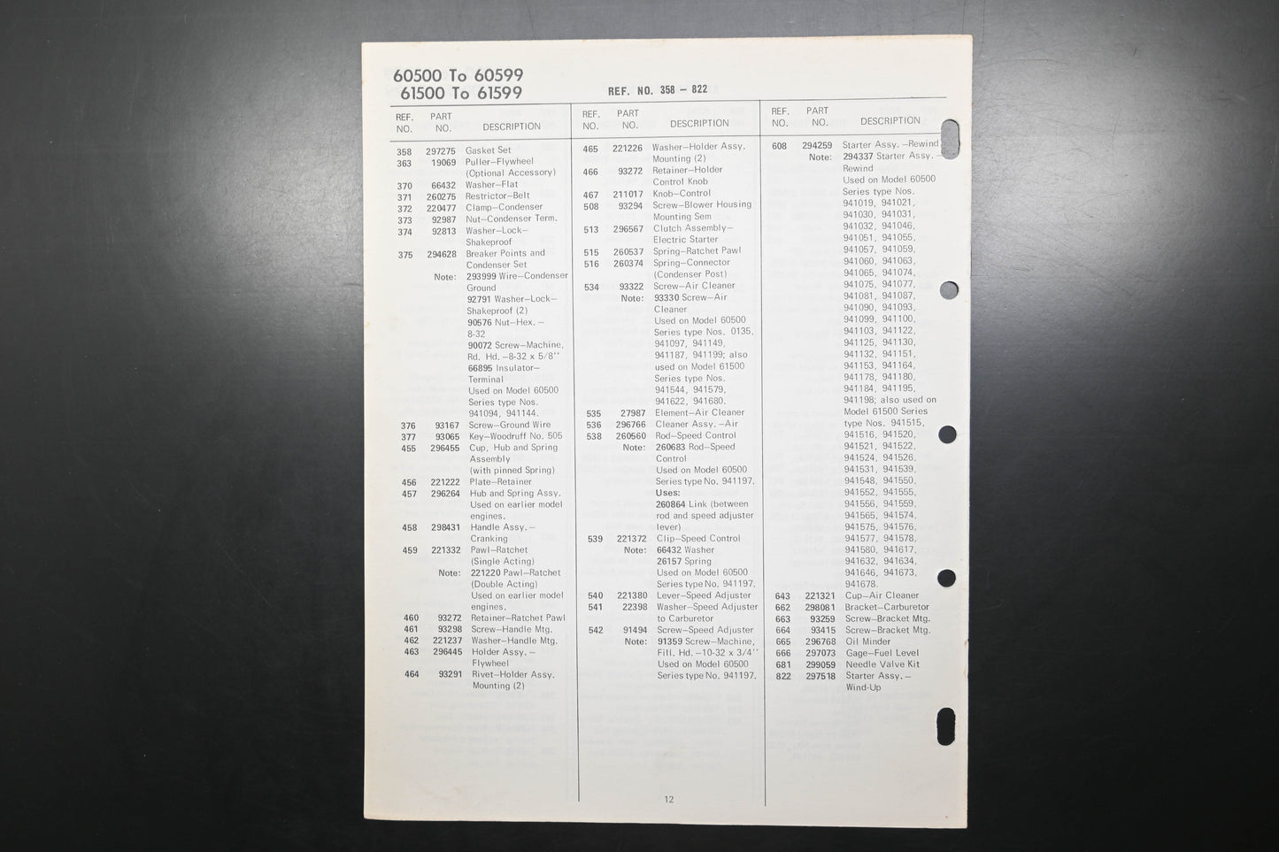 OEM Briggs & Stratton MS-4196-6/79 60500-60599 61500-61599 Parts List