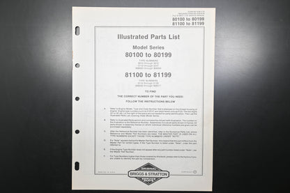 OEM Briggs & Stratton MS-4246-2/79 80100-80199 81100-81199 Parts List