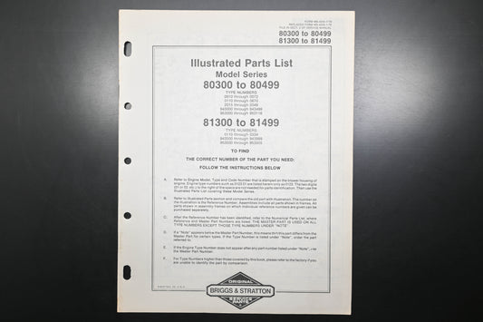 OEM Briggs & Stratton MS-4255-7/79 80300-80499 81300-81499 Parts List