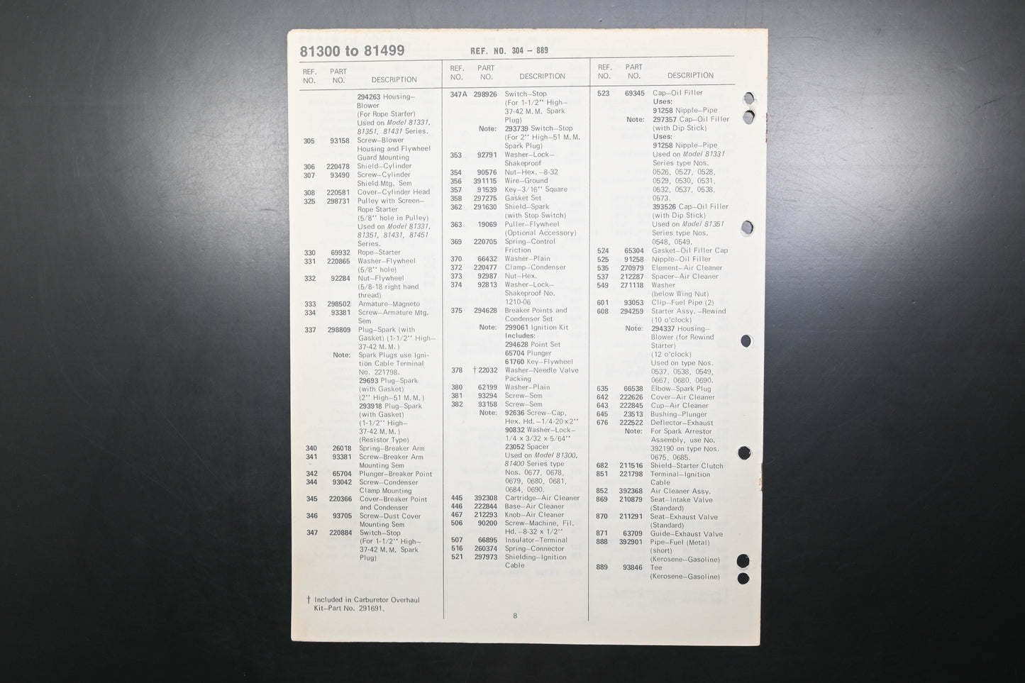 OEM Briggs & Stratton MS-6932-4/79 81300-81499 Illustrated Parts List