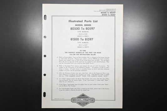 OEM Briggs & Stratton MS-4195-97 80500-80597 81500-81597 Parts List