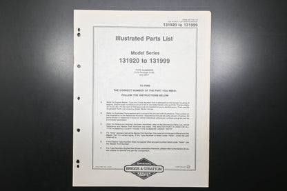 OEM Briggs & Stratton MS-7129-1/79 131920-131999 Parts List