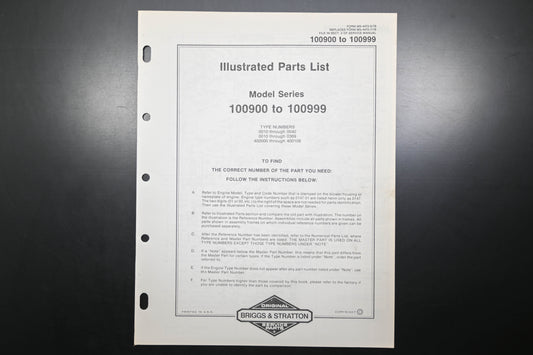 OEM Briggs & Stratton MS-4472-5/79 100900-100999 Parts List