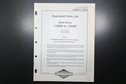 OEM Briggs & Stratton MS-6317-10/78 110900-110999 Parts List