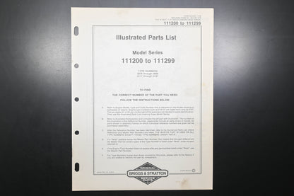 OEM Briggs & Stratton MS-6761-11/78 111200-111299 Parts List