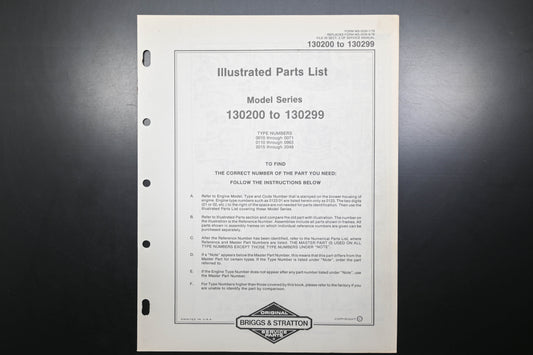 OEM Briggs & Stratton MS-5530-1/79 130200-130299 Parts List