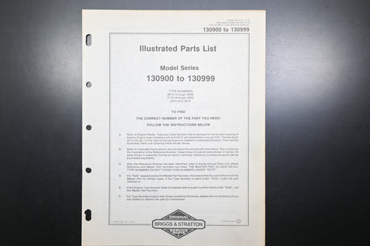 OEM Briggs & Stratton MS-5531-11/78 130900-130999 Parts List
