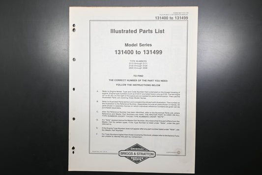 OEM Briggs & Stratton MS-7115-1/79 131400-131499 Parts List