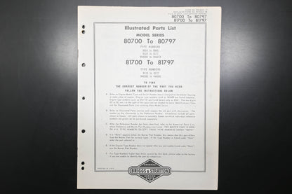 OEM Briggs & Stratton MS-4253-17 80700-80797 81700-81797 Parts List