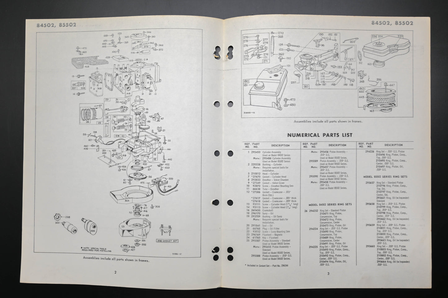 OEM Briggs & Stratton MS-4244-1/62 84502 85502 Parts List