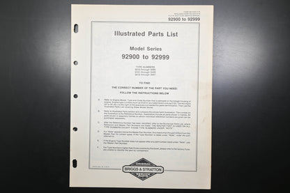 OEM Briggs & Stratton MS-5423-2/79 92900-92999 Parts List