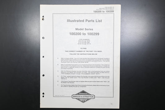 OEM Briggs & Stratton MS-4430-1/79 100200-100299 Parts List