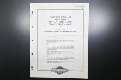 OEM Briggs & Stratton MS-3801-51 Model Series 6F & 6R Parts List