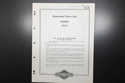 OEM Briggs & Stratton MS-4028-55 Model 6B-H Parts List