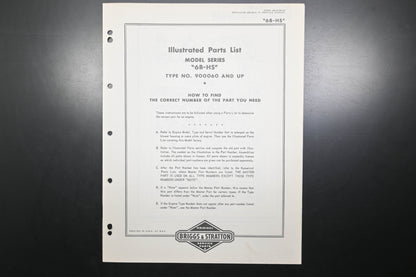 OEM Briggs & Stratton MS-4109-60 Model 6B-HS 900060 Series Parts List