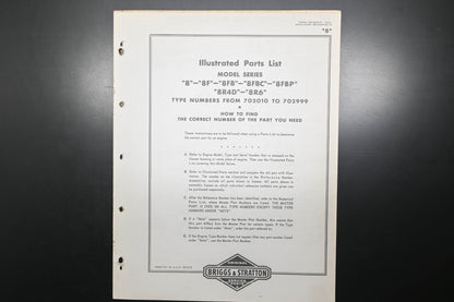 OEM Briggs & Stratton MS-3449-51 Model Series 8F 8P 8R Parts List