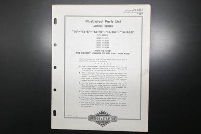 OEM Briggs & Stratton MS-4060-73 Model Series 14 14-B 14-F 14-R Parts List