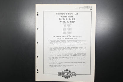 OEM Briggs & Stratton MS-4059-97 Model Series 19 19-B 19-F 19-R Parts List