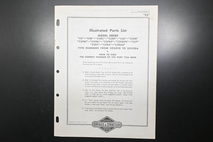 OEM Briggs & Stratton MS-3676-9/61 Model 23 203010-203986 Parts List