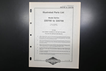 OEM Briggs & Stratton MS-7075-11/78 220700-220799 Parts List