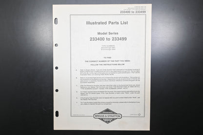 OEM Briggs & Stratton MS-5464-3/79 233400-233499 Parts List