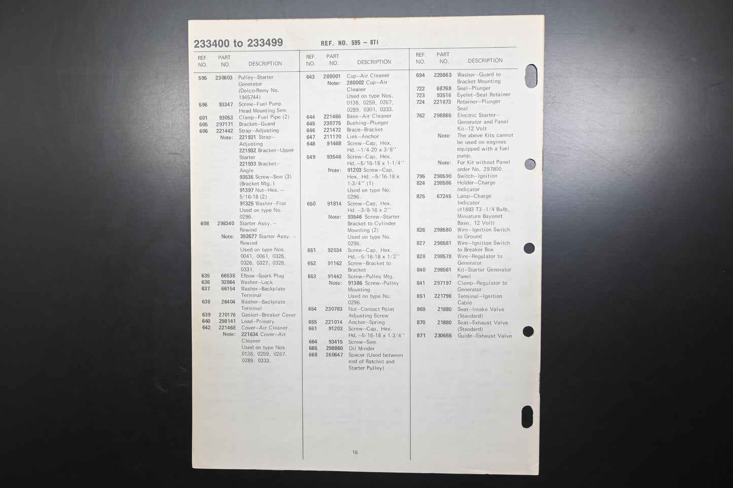OEM Briggs & Stratton MS-5464-3/79 233400-233499 Parts List