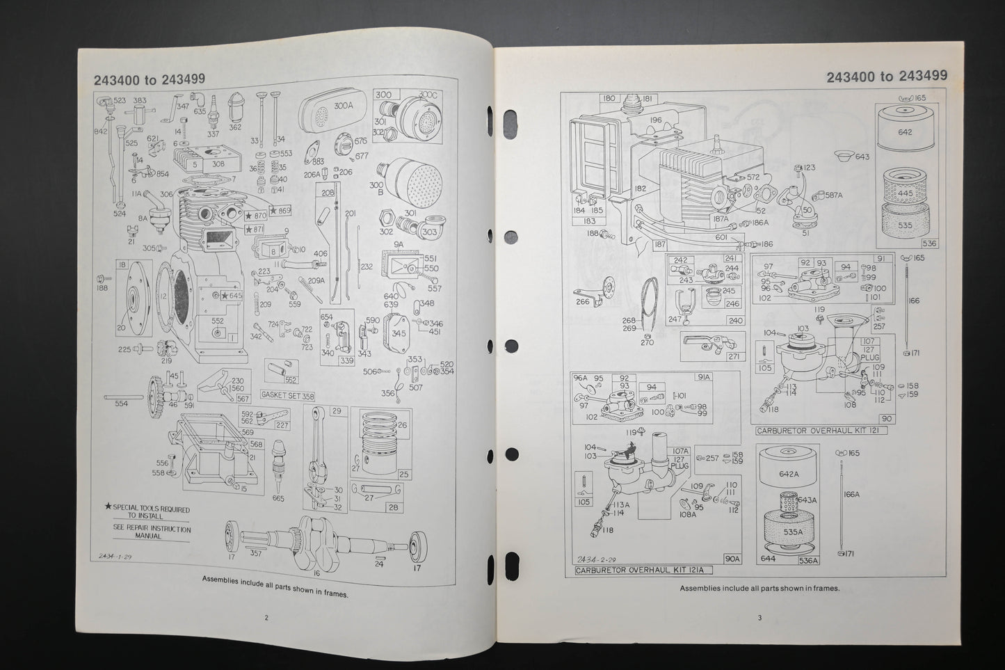 OEM Briggs & Stratton MS-5424-3/79 243400-243499 Parts List