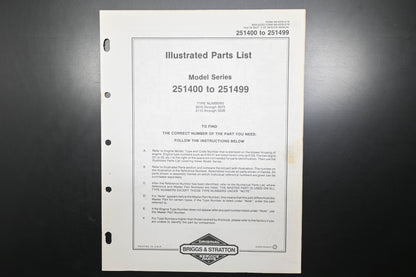 OEM Briggs & Stratton MS-6370-3/79 251400-251499 Parts List