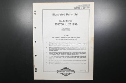 OEM Briggs & Stratton MS-6371-5/79 251700-251799 Parts List