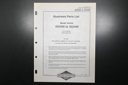 OEM Briggs & Stratton MS-6928-3/79 252400-252499 Parts List