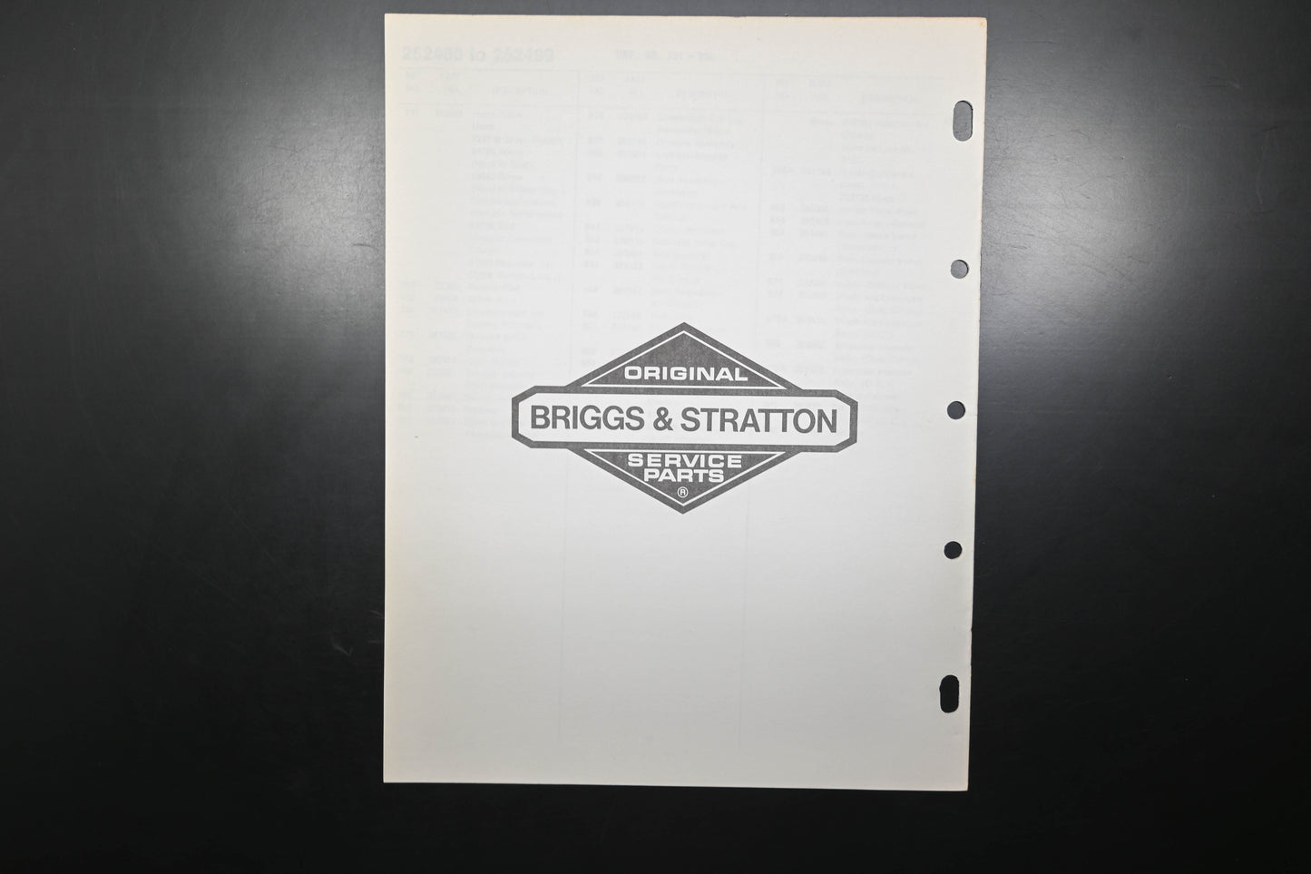 OEM Briggs & Stratton MS-6928-3/79 252400-252499 Parts List