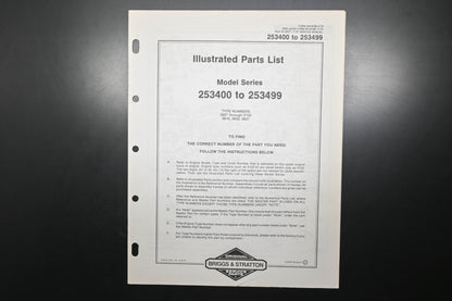 OEM Briggs & Stratton MS-6796-2/79 253400-253499 Parts List