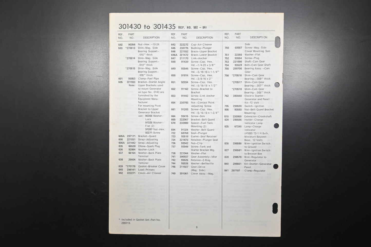 OEM Briggs & Stratton MS-6120-24 301430-301435 Parts List
