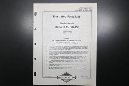 OEM Briggs & Stratton MS-6192-5/78 302400-302499 Parts List