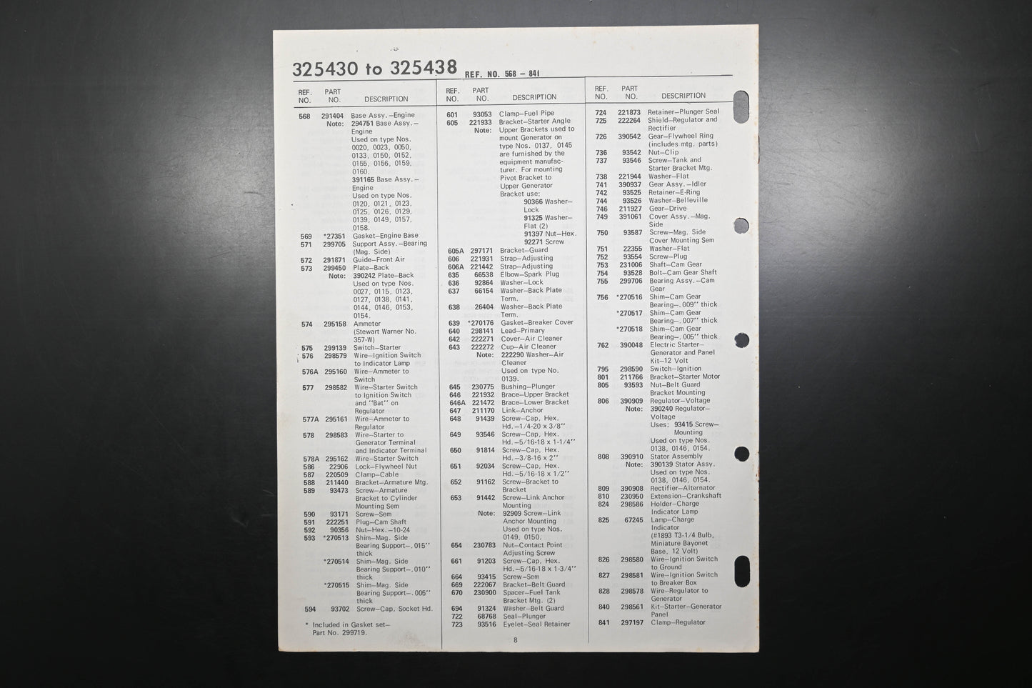 OEM Briggs & Stratton MS-6114-24 325430-325438 Parts List