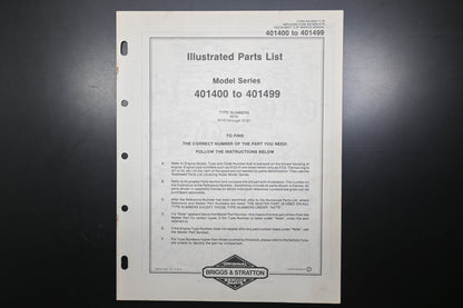OEM Briggs & Stratton MS-6930-11/78 401400-401499 Parts List