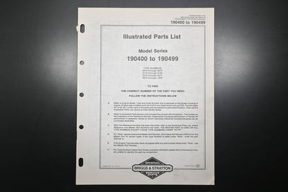 OEM Briggs & Stratton MS-5848-12/78 190400-190499 Parts List