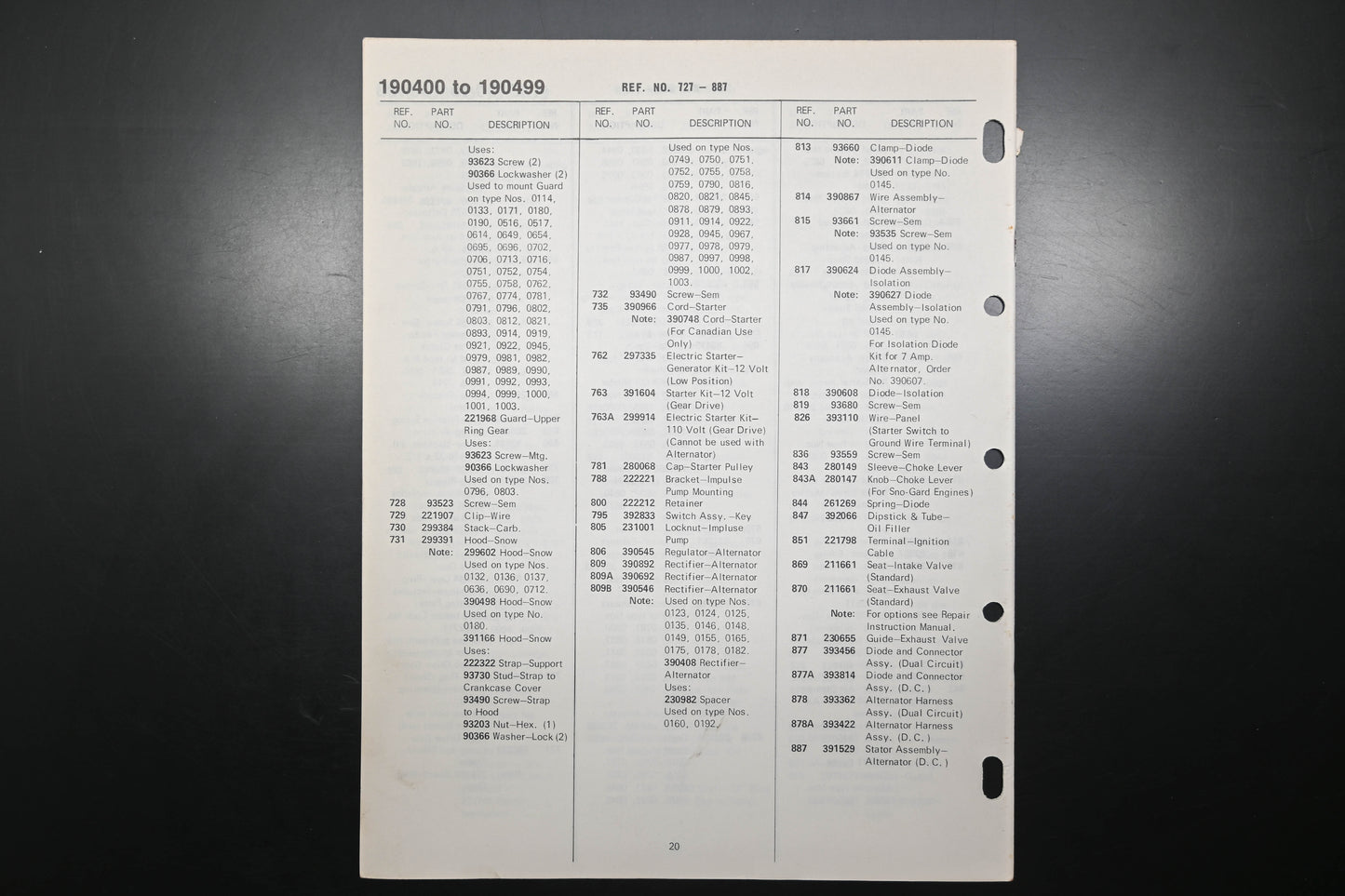 OEM Briggs & Stratton MS-5848-12/78 190400-190499 Parts List