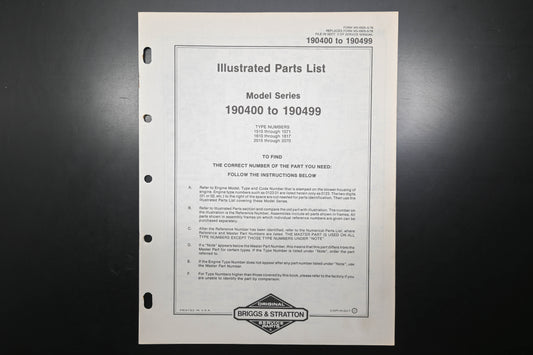 OEM Briggs & Stratton MS-6925-4/79 190400-190499 Parts List