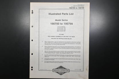 OEM Briggs & Stratton MS-6926-1/79 190700-190799 Parts List