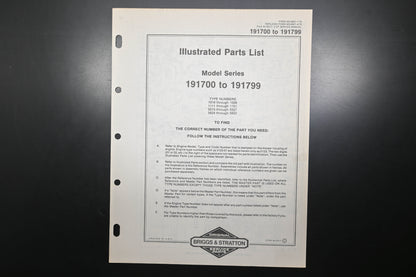 OEM Briggs & Stratton MS-6927-1/79 191700-191799 Parts List