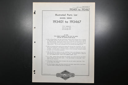 OEM Briggs & Stratton MS-5463-84 193401-193467 Parts List