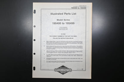 OEM Briggs & Stratton MS-7086-12/78 195400-195499 Parts List