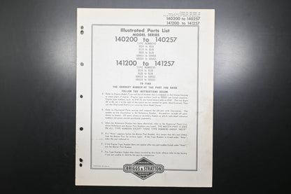 OEM Briggs & Stratton MS-4355-16 140200-140257 & 141200-141257 Parts List