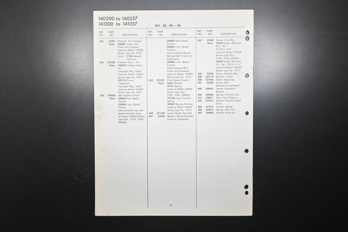 OEM Briggs & Stratton MS-4355-16 140200-140257 & 141200-141257 Parts List