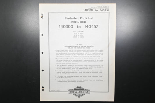 OEM Briggs & Stratton MS-4804-125 140300-140457 Parts List